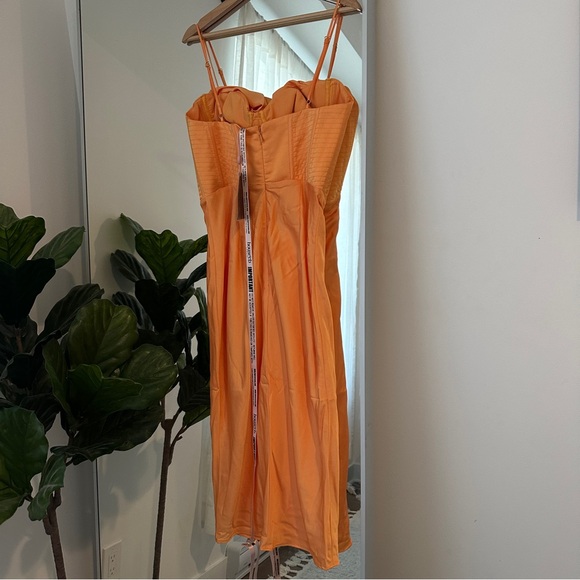 House of CB - MYRNA  - Tangerine Satin Satin Midi Dress - Picture 8 of 9